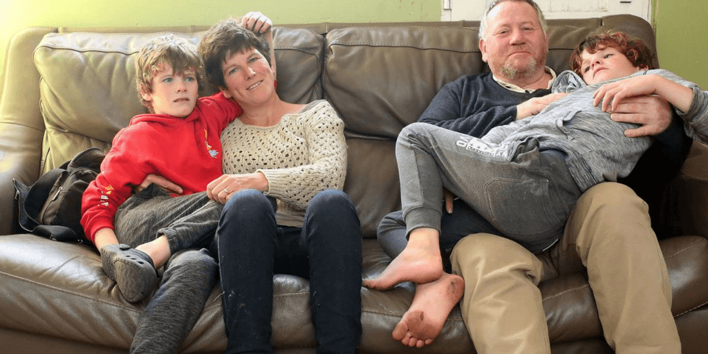 photo with grandparents on couch