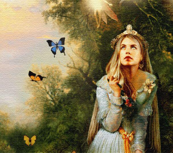 forest princess with butterflies and faeries